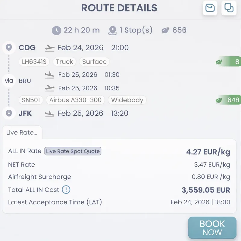 CO₂ Route Details - Live rates and shipment tracking