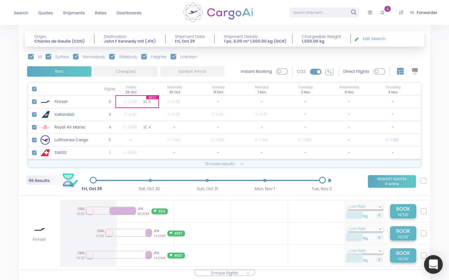 Air Cargo search engine software helps forwarders find alternative routes and cheaper spot rates